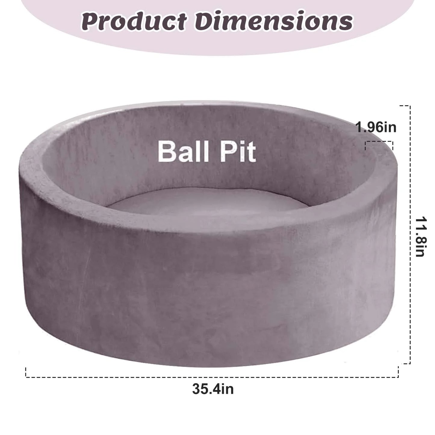 Foam Ball Pit - Soft Play for Baby Infants and Toddlers Ages 1-3, round Shape, No Balls Included, Gray