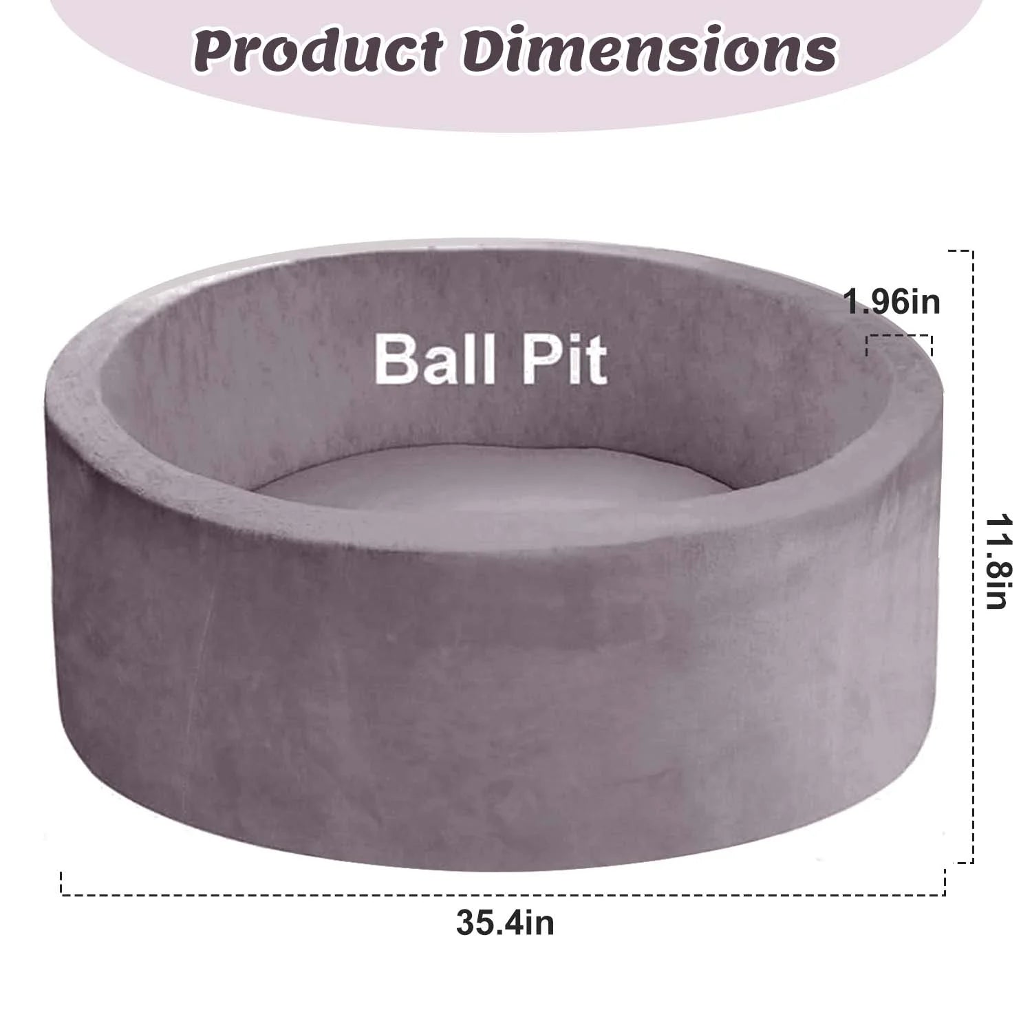Foam Ball Pit - Soft Play for Baby Infants and Toddlers Ages 1-3, round Shape, No Balls Included, Gray
