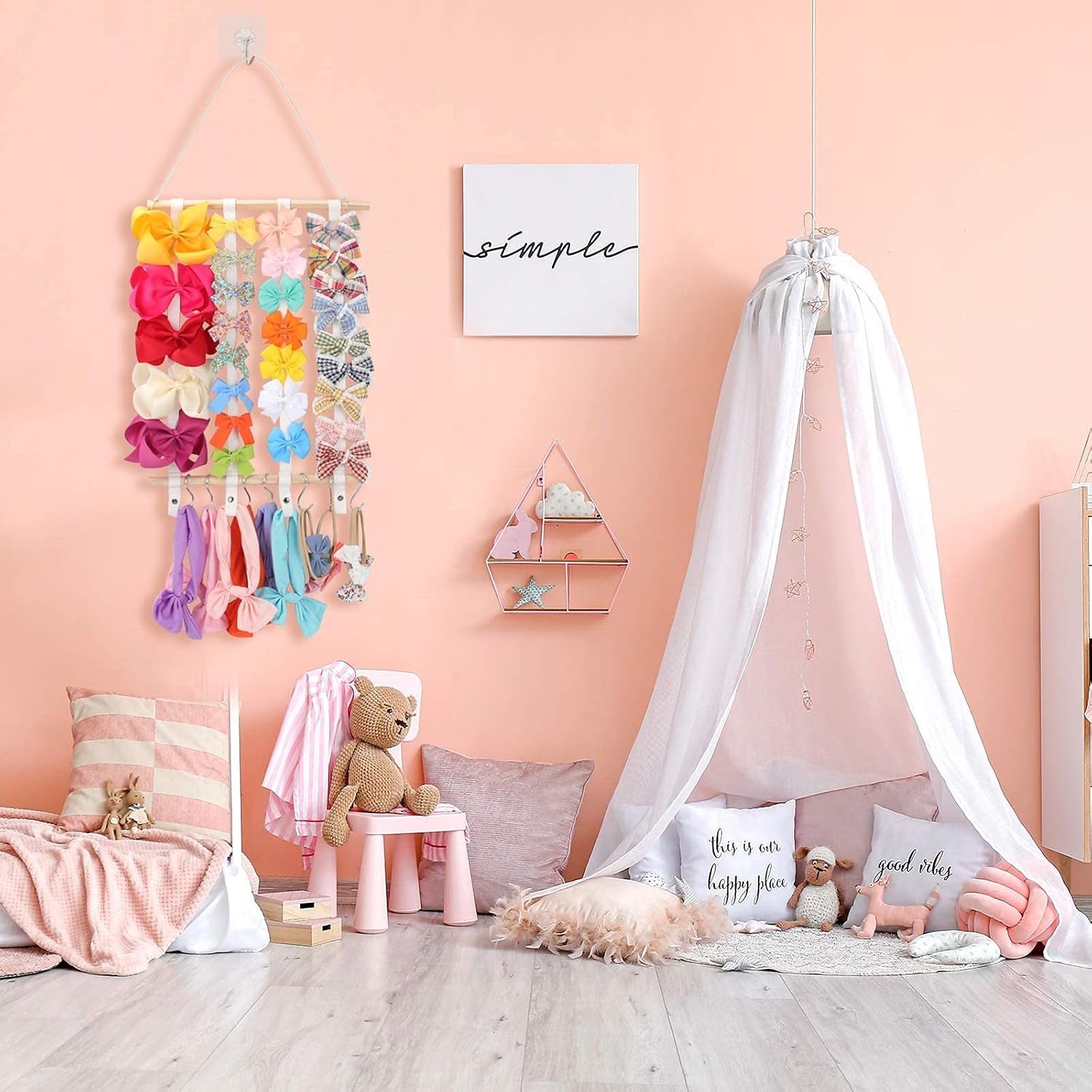 Hair Bow Holder Organizer for Girls，Hair Clips Headband Organizer Storage Wall Hanging Home Decor for Girls Room