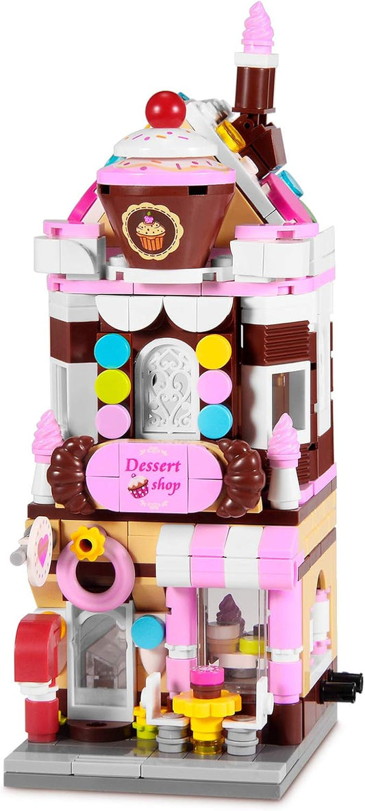 Building Blocks Toys for 8-12 Years Old Girls, 344Pcs Dream Dessert House Building Street-View Kits, Construction Educational STEM Toys for Kids, Girls Gifts for Age 7-12 Years Old