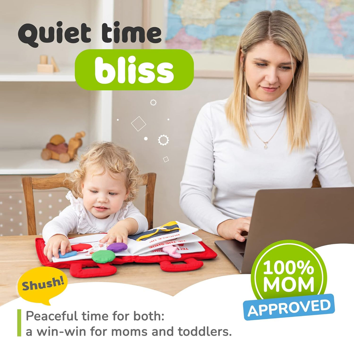 Toddler Busy Book for 1 Year Old - Airplane Toys for Toddlers 1-3, Activity Quiet Book, Kids Travel Essentials, Montessori Busy Board Travel Activities, Gift for Boys & Girls