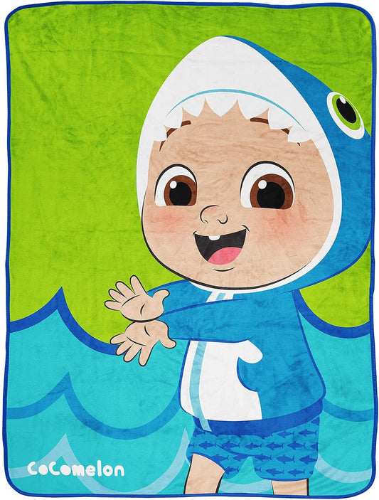 Cocomelon JJ Baby Shark Kid'S Plush Throw Blanket - 46" X 60" Soft Fleece Blanket for Toddlers, Cozy, Fade Resistant