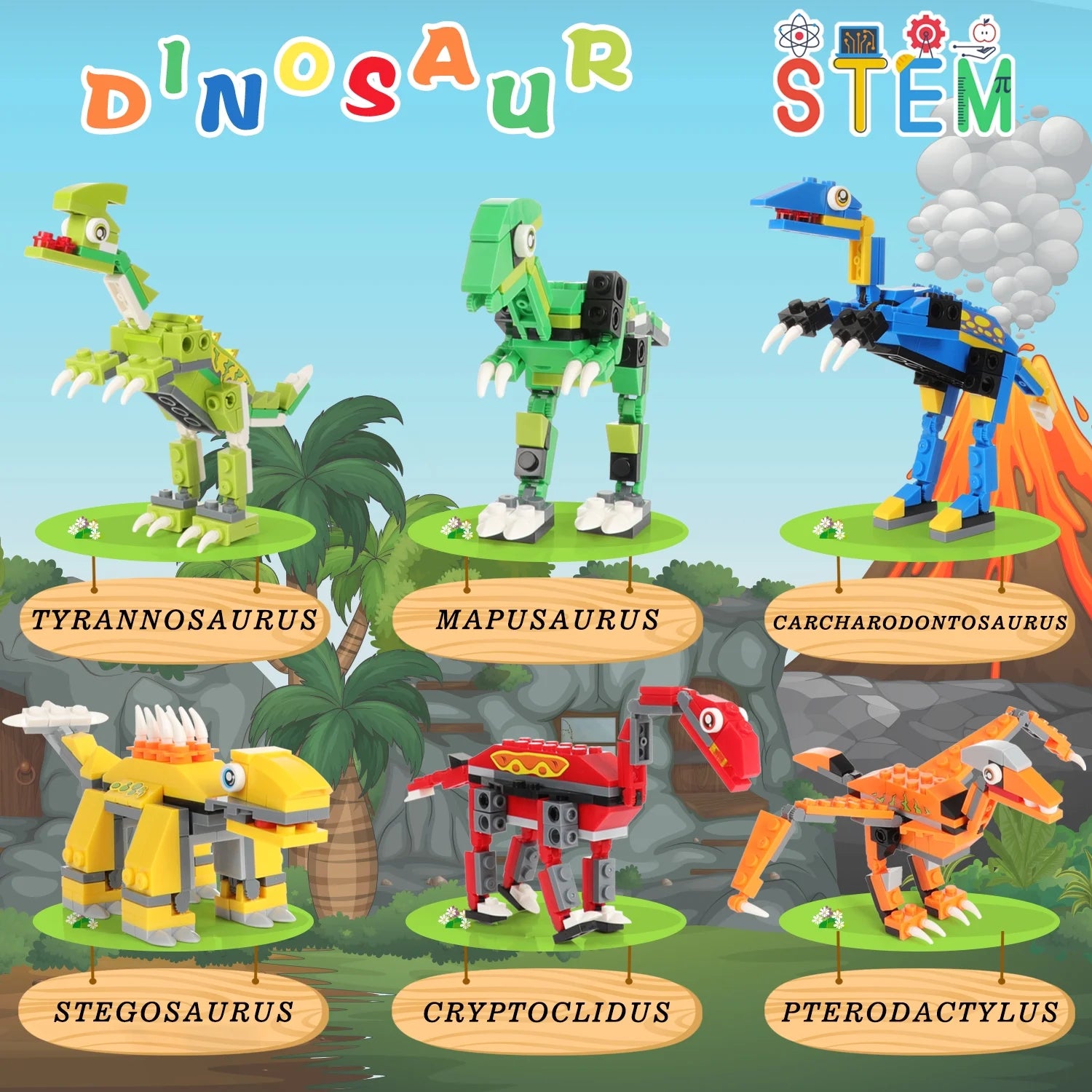 EXERCISE N PLAY Dinosaurs Building Blocks Creative DIY Toy for Ages 6-12 (539 Pieces)