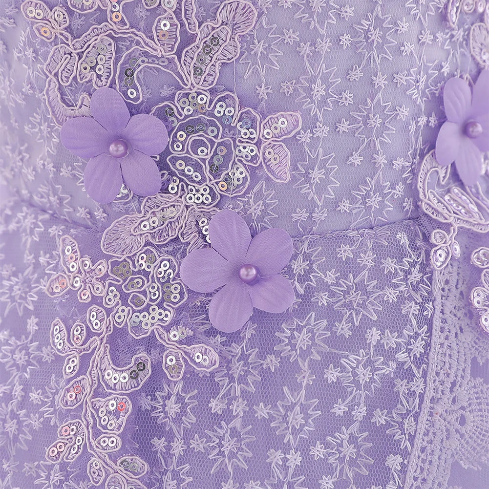 Baby Girl Flower Dress Sleeveless Lace Bowknot Princess Tulle Tutu Bridesmaid Wedding Baptism Birthday Party Prom Gown 9-12 Months Purple