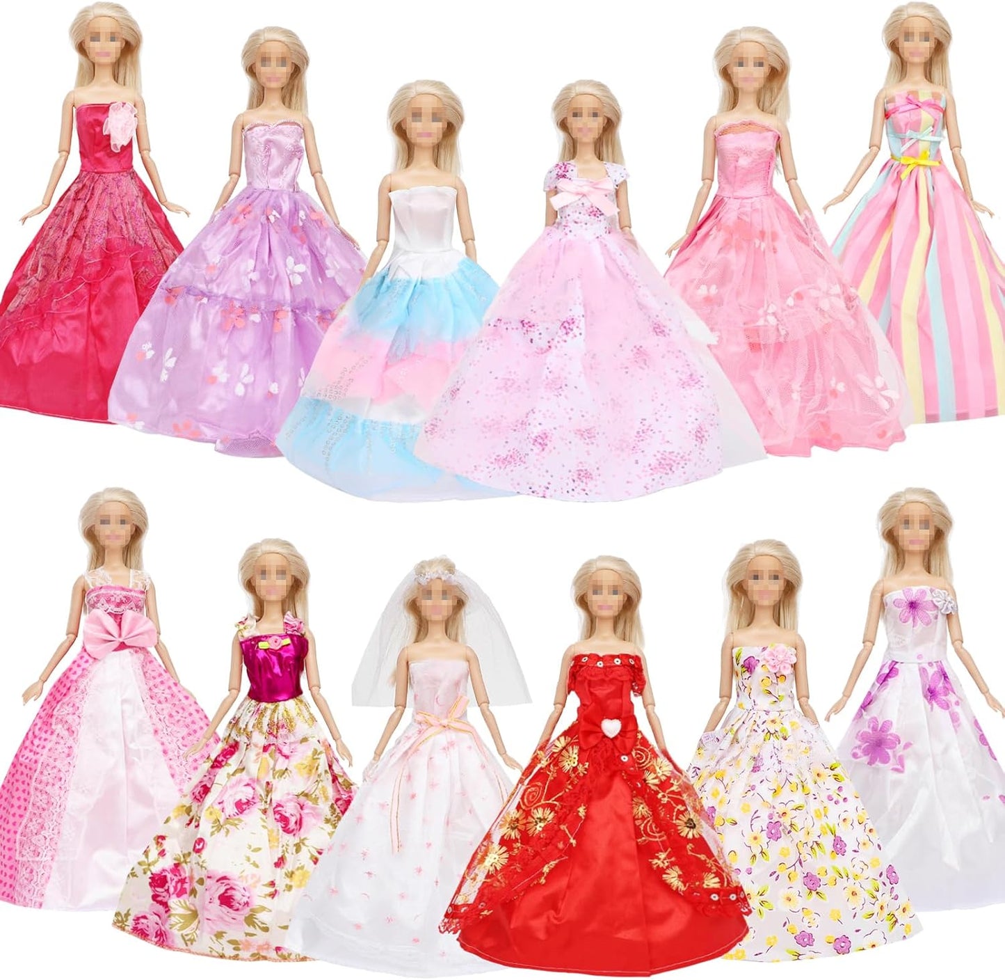 12 Pieces Doll Clothes for 11.5 Inch Girl Dolls Fashion Handmade Doll Dresses Wedding Dresses Evening Dresses Party Gowns Outfit