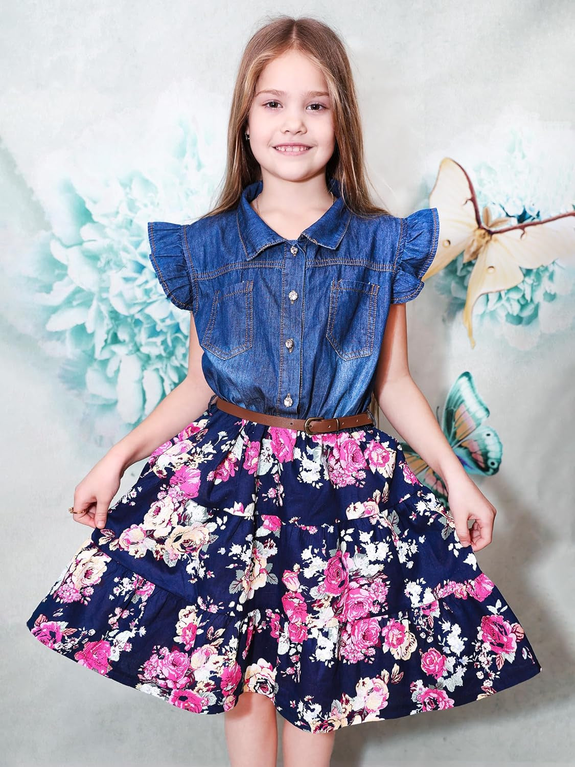 Western Dress Girls, Denim Tops Flower Girl Dress, Princess Dresses for Girls, Party Dresses for Girls 3-14 Years