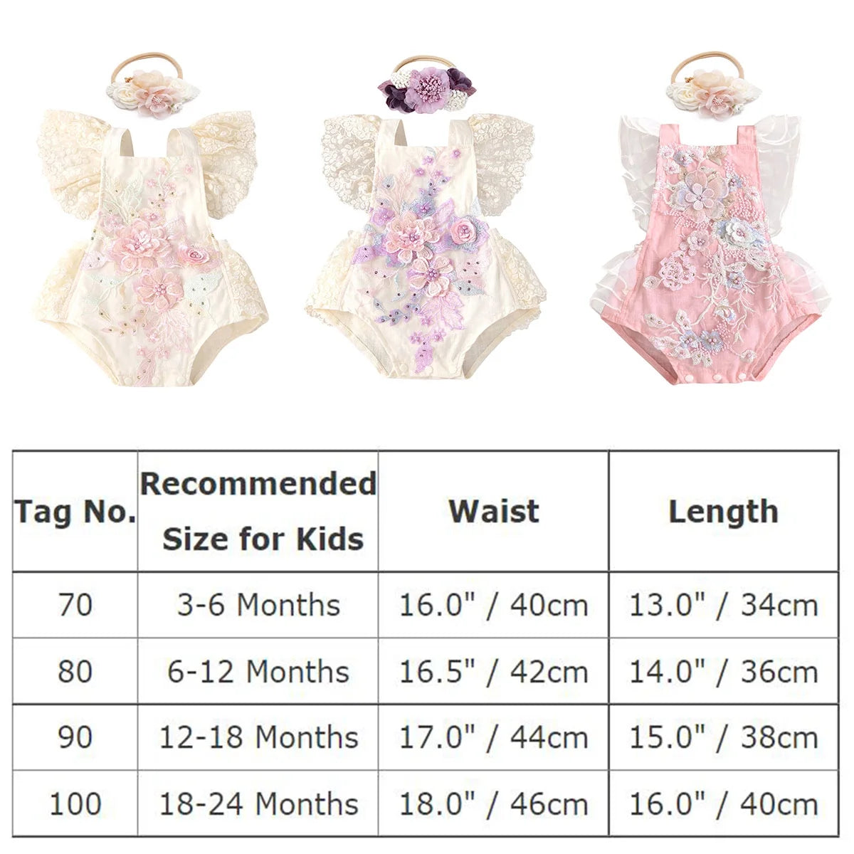 Baby Girls Lace Bodysuit Boho Clothes 1St Birthday Cake Smash Outfit Newborn Photography Outfits Summer Sunsuit 3-6 Months Pink Floral Embroidery