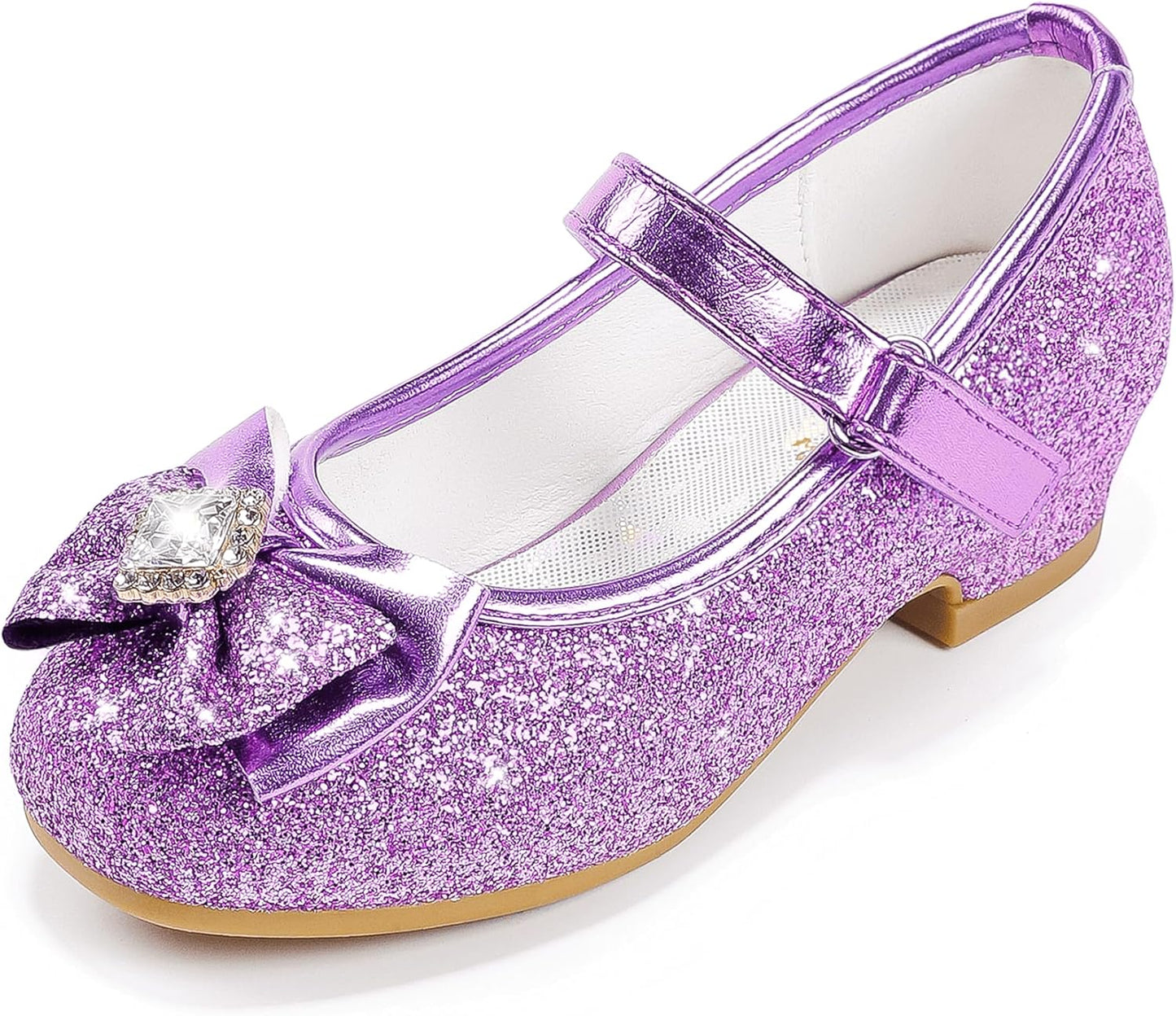 Girls Dress Shoes Mary Jane Wedding Flower Bridesmaids Heels Glitter Princess Shoes for Kids Toddler