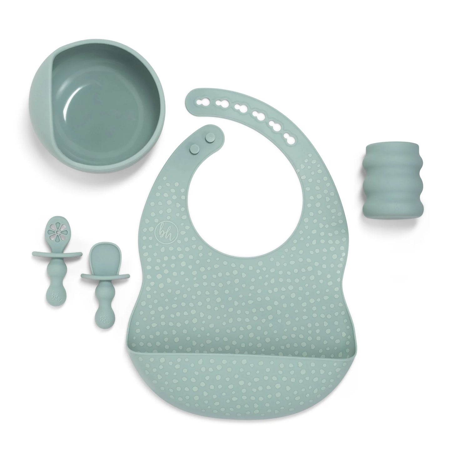 5-Piece Baby-Led Weaning Silicone Tableware, Infants and Toddlers, Sage Green