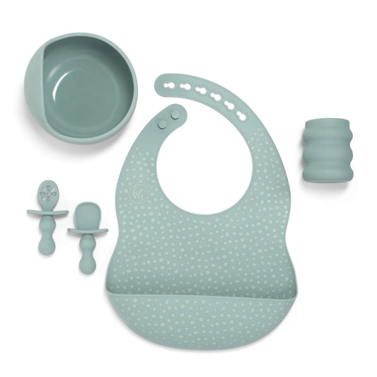 5-Piece Baby-Led Weaning Silicone Tableware, Infants and Toddlers, Sage Green