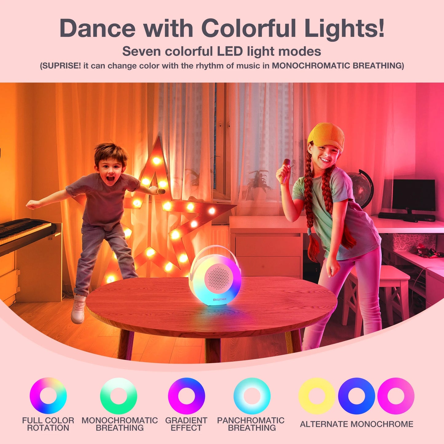 Mini Karaoke Machine for Kids, 2 Wireless Mic, Bluetooth Karaoke Singing Speaker, Birthday Gifts, Christmas Gifts