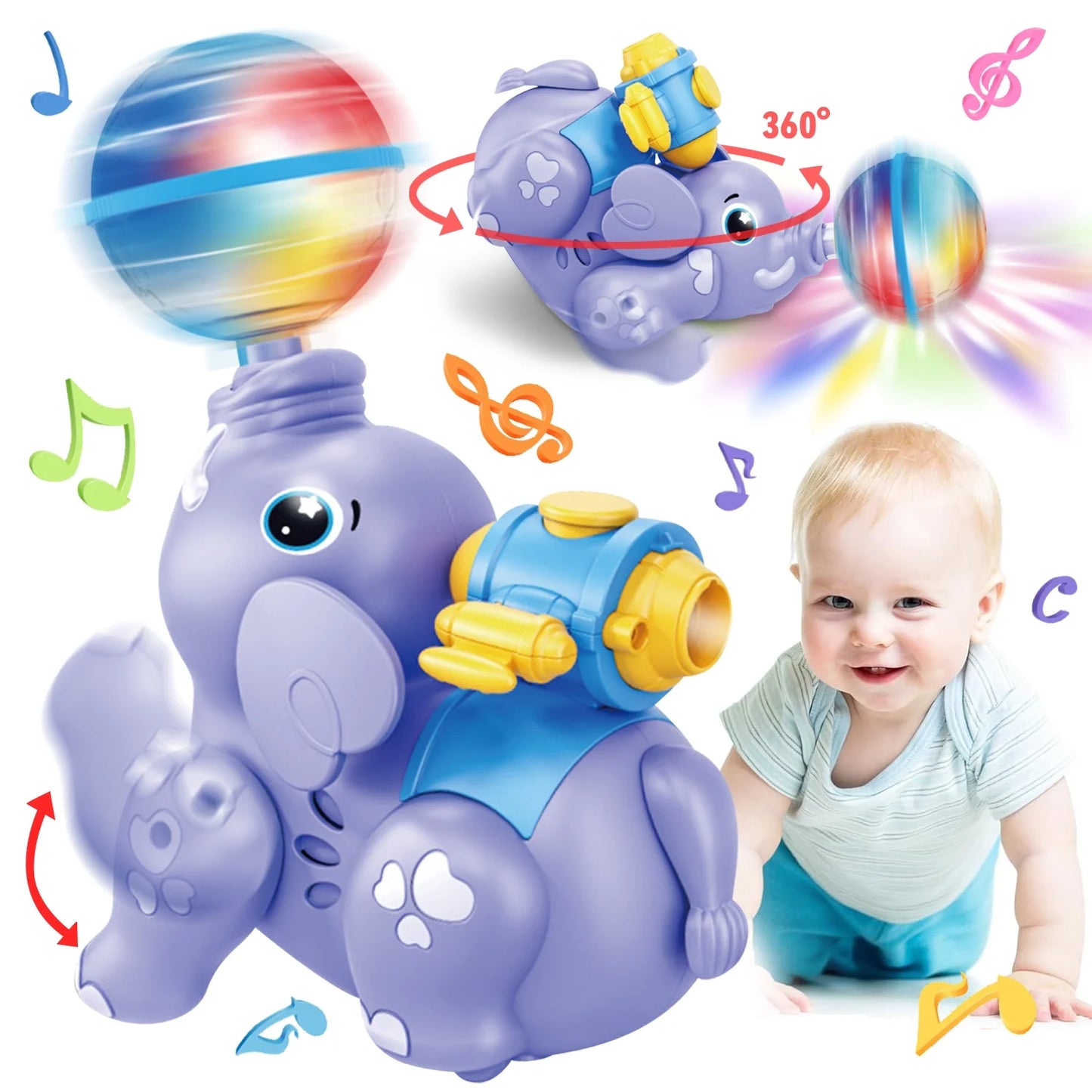 Baby Toys 6 to 12 Months, Toy for 1 Years Old Boys Girls, Crawling Elephant Baby Toys for 12 to 24, Learning Educational Toys for 1 2 3 Year Old Boys Girls