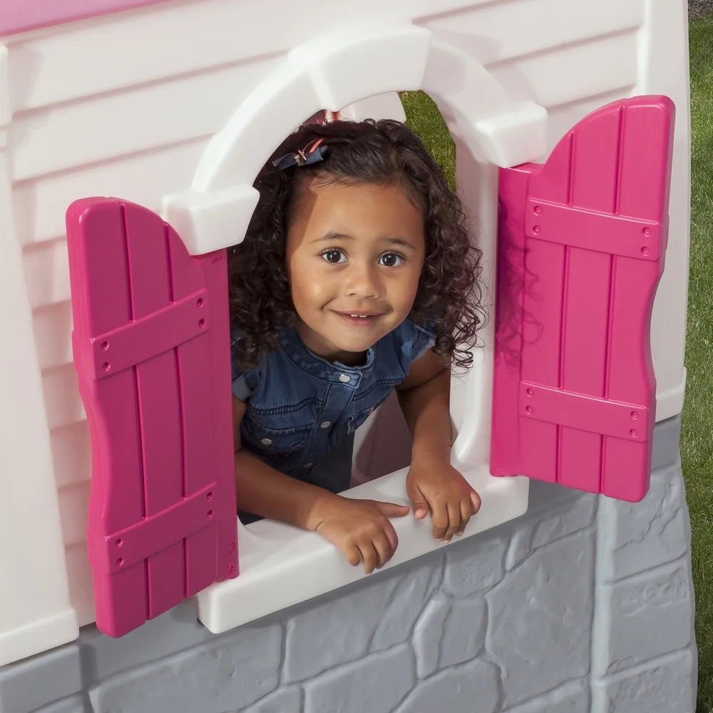 Neat & Tidy Cottage Toddler Pink Outdoor Playhouse for Kids Ages 2 and Up