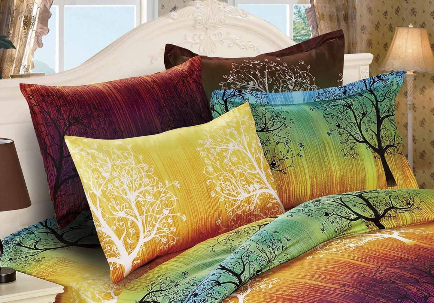 Rainbow Tree 3Pc Duvet Bedding Set: Duvet Cover and Two Pillow Shams (California King)