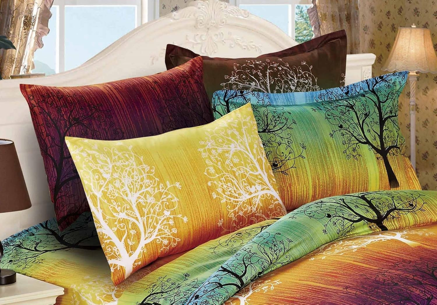 Rainbow Tree 3Pc Duvet Bedding Set: Duvet Cover and Two Pillow Shams (California King)