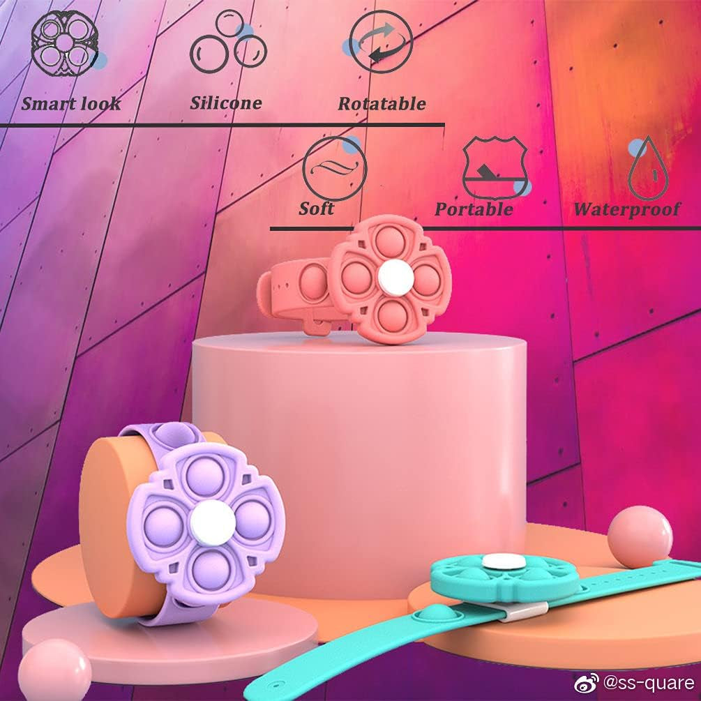 Fidget Toys Push Pop Bubble Fidget Spinner Bracelet Simple Dimple Pop Bracelet Bubble Popping Sensory Toy for Kids Adjustable Silicone Watch Fidget Popper(Pink)