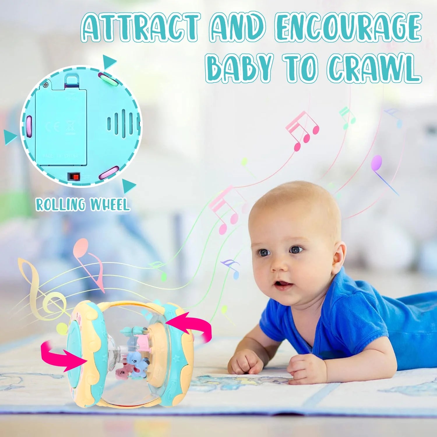 Toddler Toy for 1 Year Old - Rotating Light up Musical Toy - Learning Toys for Baby 6 to 12 Months - Birthday Gifts for Kids 1 2 Years Old Boys Girls