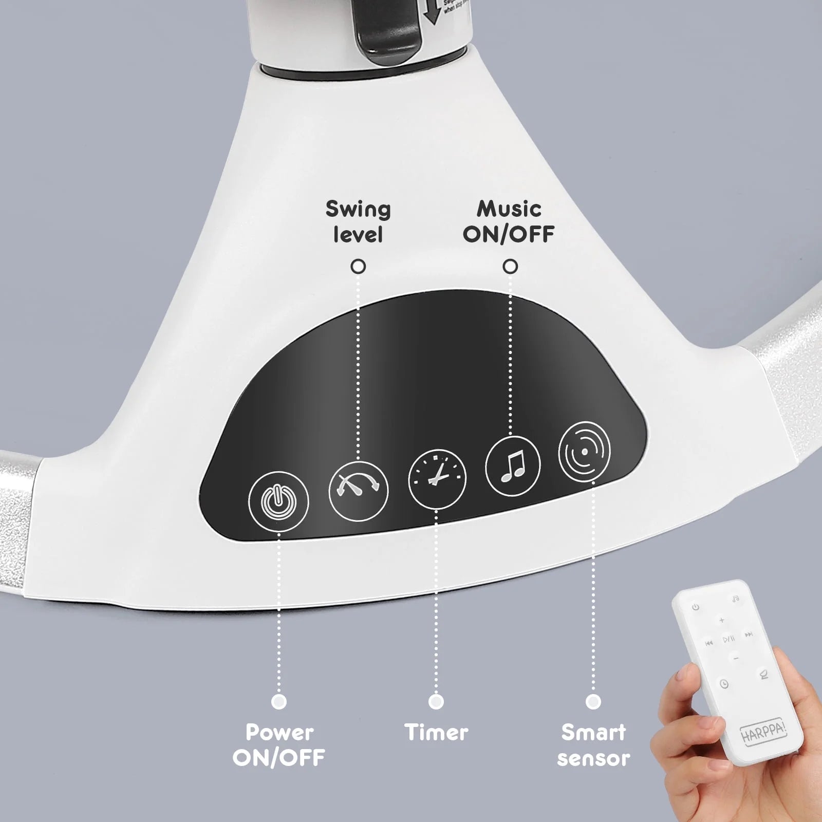 Electric Baby Swing for Infants with Bluetooth Music, 5 Sway Speed, Remote Control, White