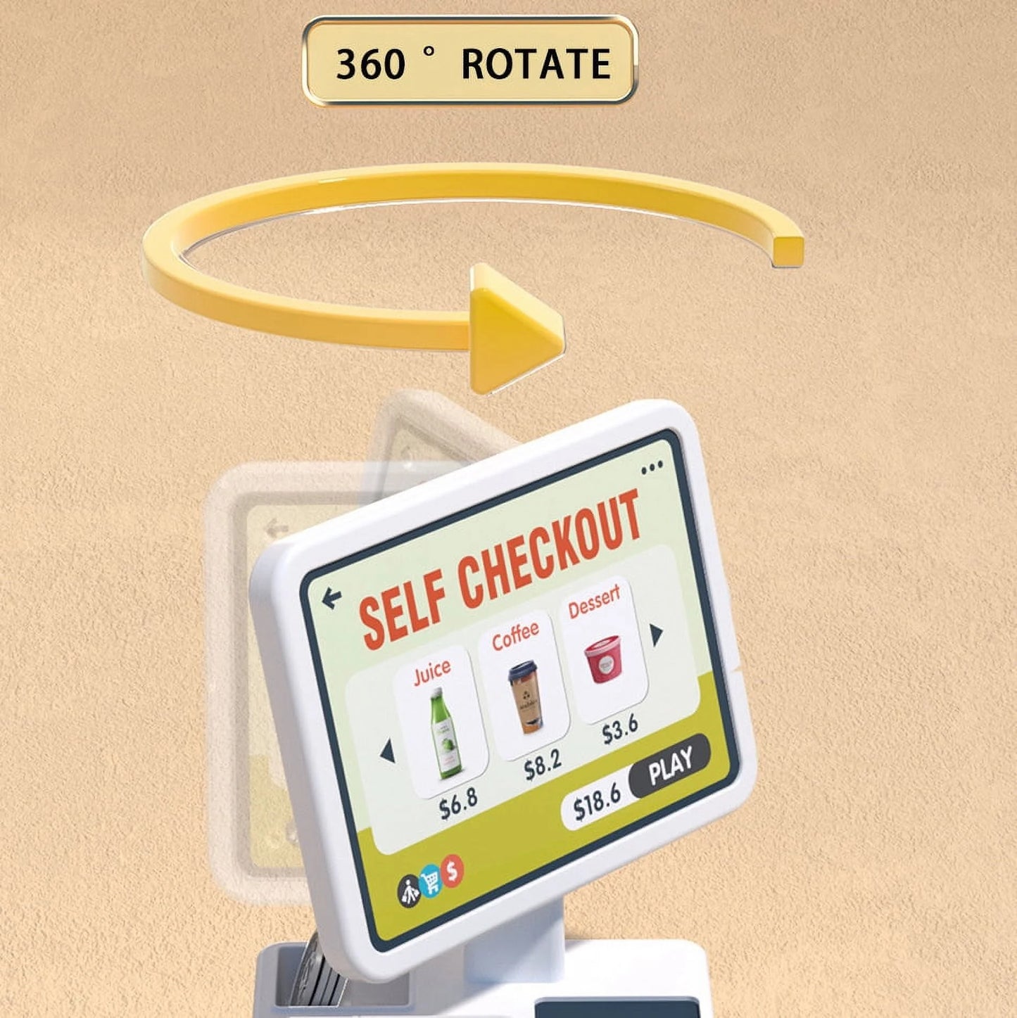 46PCS Upgraded Cash Register Playset for Kids, Cashier Register Toy, Kids Pretend Play Cash Register Toys with Scanner, Shopping Cart, Calculator, Play Food, Toys for Girls 3 6 Years-Green