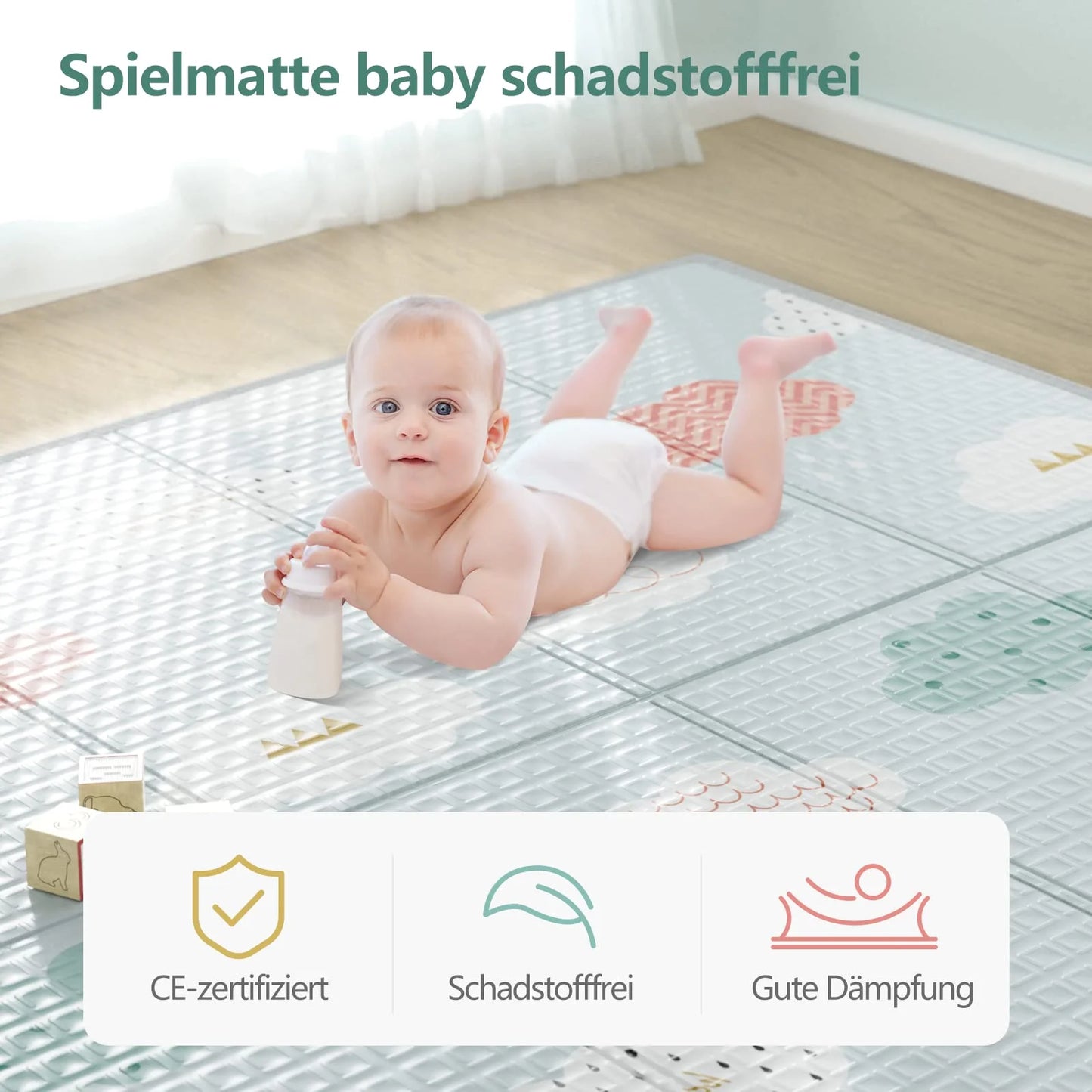 71X59Inch Play Mat for Baby, Crawling Mat for Infants Toddlers Kids,Foldable Kids Play Mat,Waterproof Crawling Mat