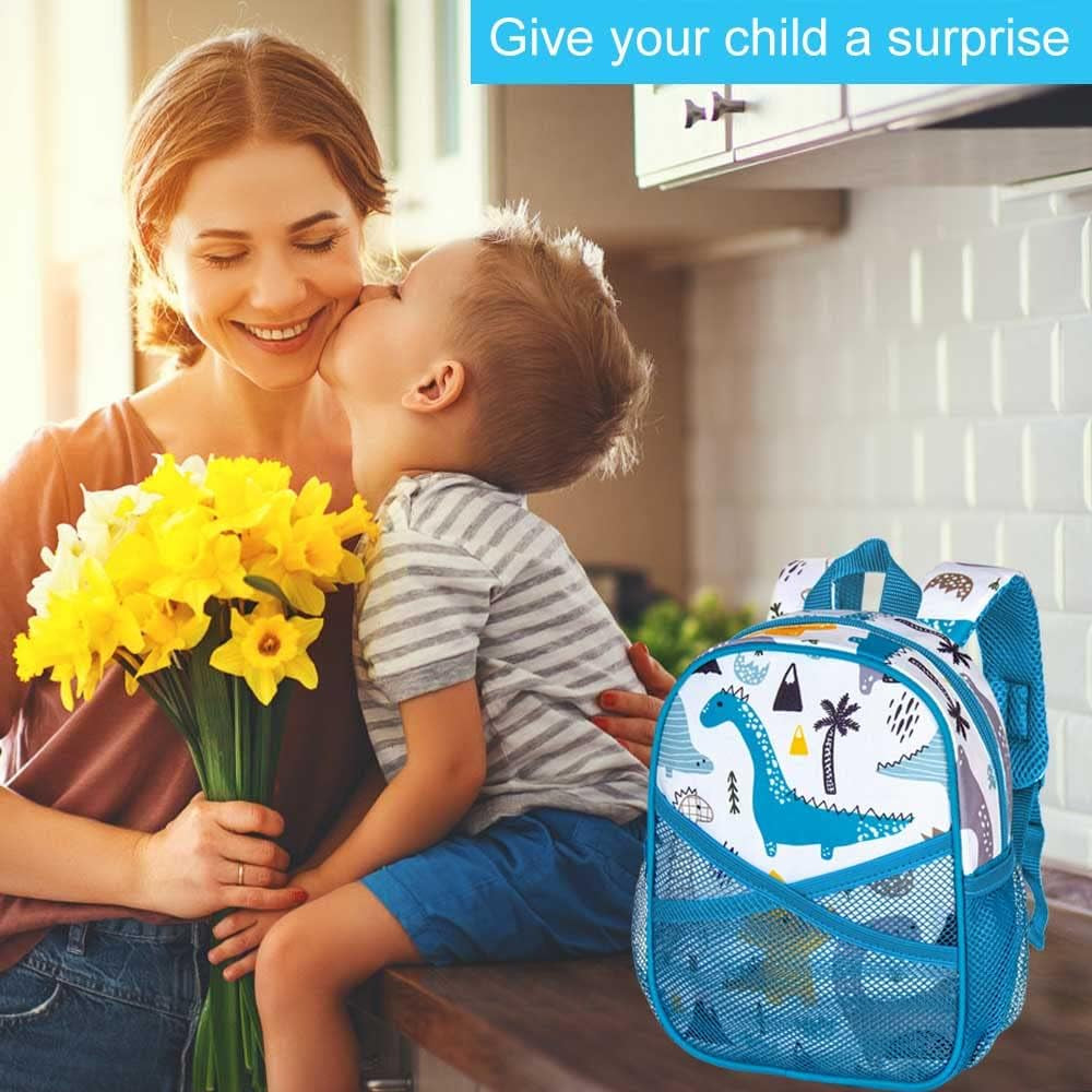 Toddler Backpack with Leash, 9.5" Baby Dinosaur Safety Leashes Removable Tether Bookbag