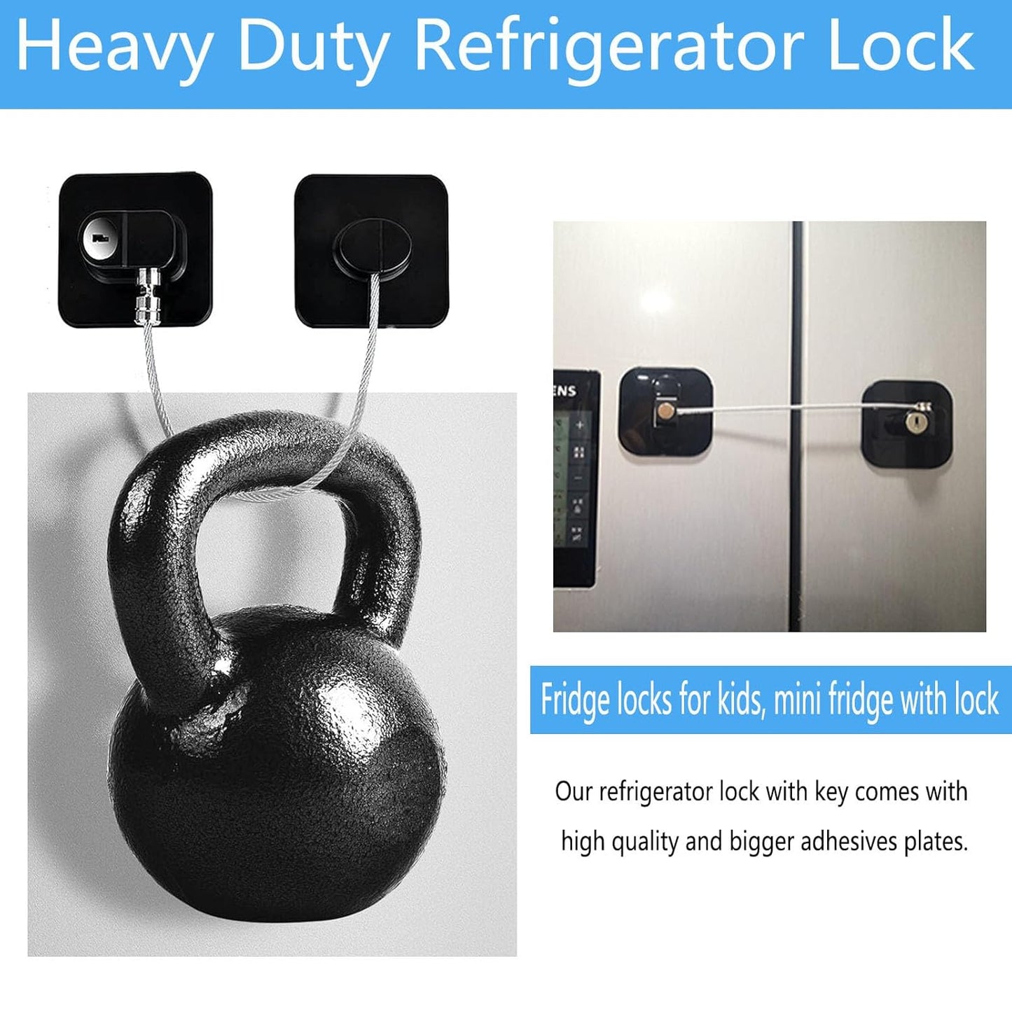 Upgraded Refrigerator Lock for Adults, Fridge Locks for Kids with Key