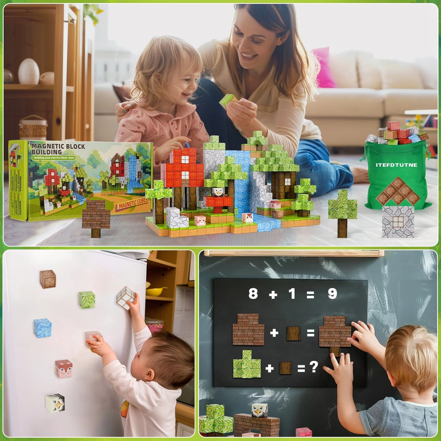 100PCS Magnetic Blocks-Build Magnet World Set for Boys & Girls Age 3-5 6-8, Sensory Toys for Toddlers Birthday Gifts for 3+ Years Old Girls Boys
