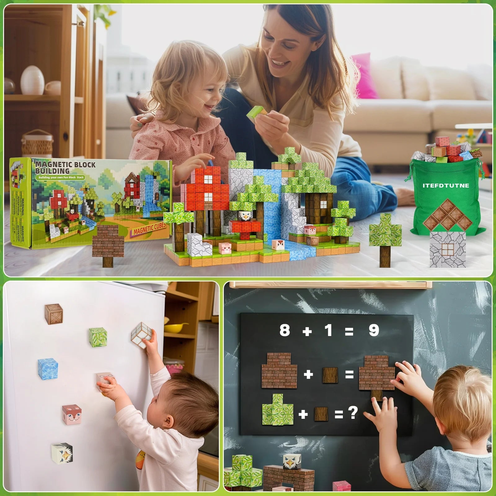 100PCS Magnetic Blocks-Build Magnet World Set for Boys & Girls Age 3-5 6-8, Sensory Toys for Toddlers Birthday Gifts for 3+ Years Old Girls Boys