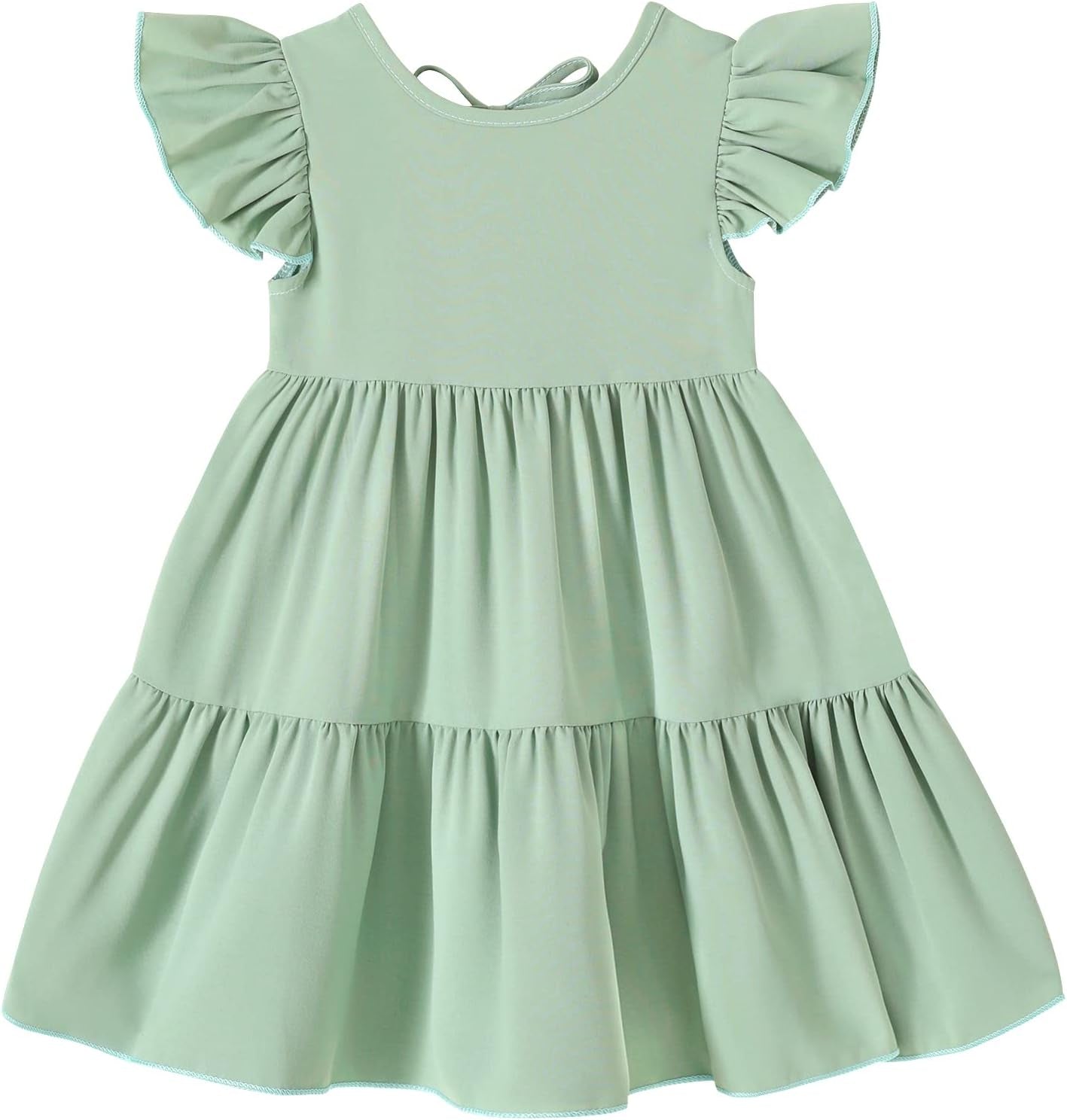 Toddler Baby Girl Boho Dress Linen Ruffle Sleeveless Casual Dress Kids Solid Floral Summer Beach Sundress