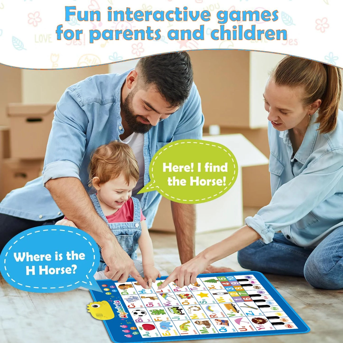 Upgraded Electronic Alphabet Poster Toddler Toys, Interactive Toys Alphabet Wall Chart, ABC Chart for Toddler, Montessori Learning Toys for Kid 1 2 3 4 Year