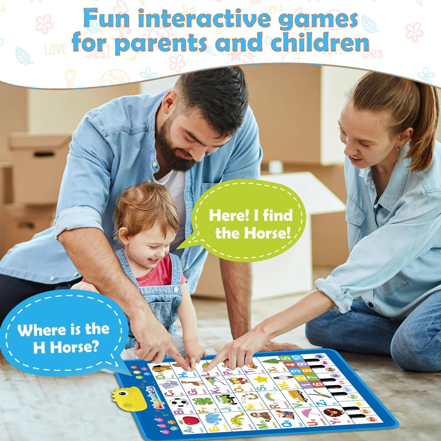 Upgraded Electronic Alphabet Poster Toddler Toys, Interactive Toys Alphabet Wall Chart, ABC Chart for Toddler, Montessori Learning Toys for Kid 1 2 3 4 Year