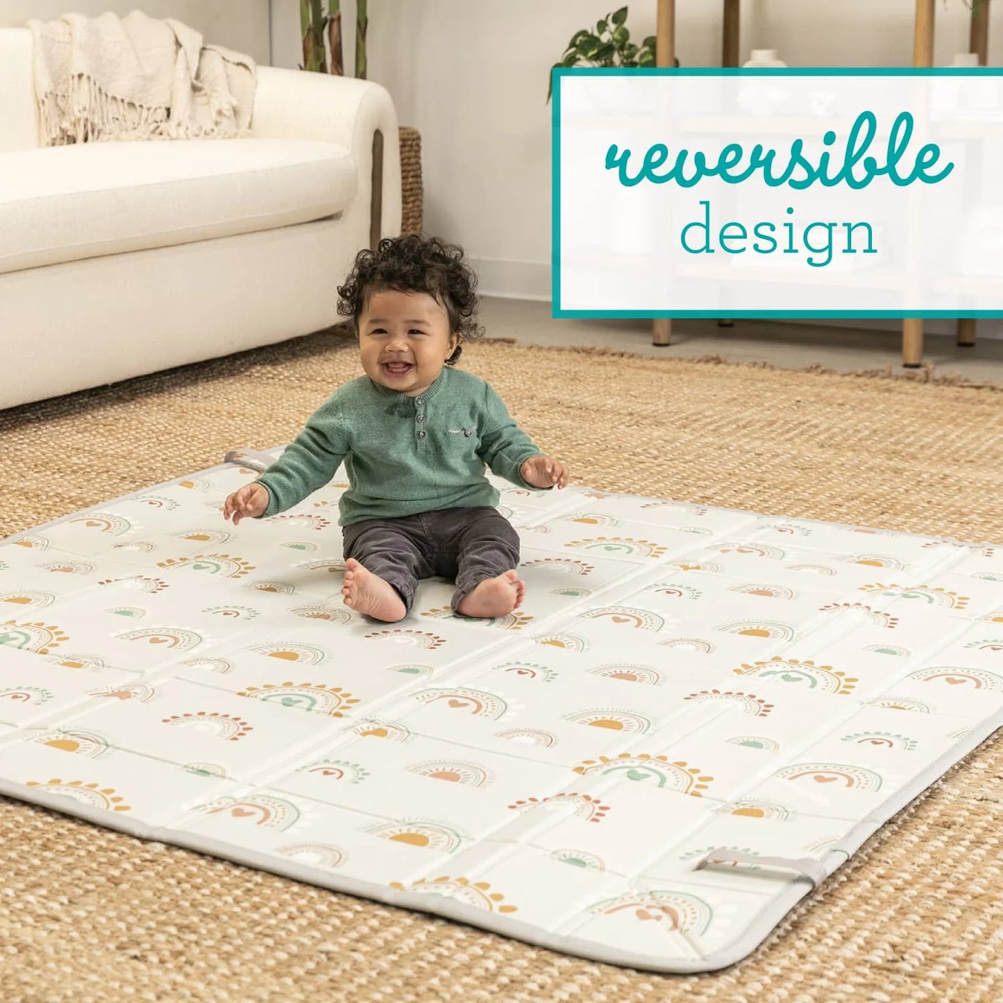 Rainbow Foldable Soft Foam Mat 59", for Babies & Toddlers, Multicolor