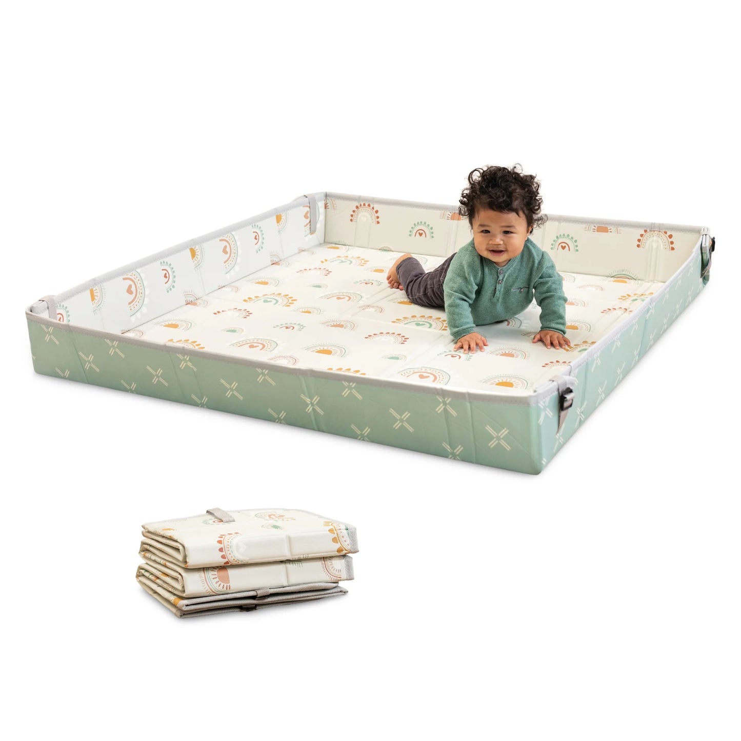 Rainbow Foldable Soft Foam Mat 59", for Babies & Toddlers, Multicolor