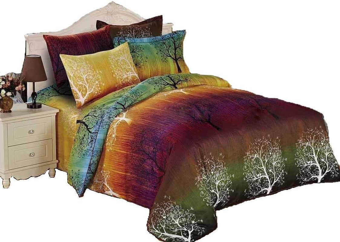 Rainbow Tree 3Pc Duvet Bedding Set: Duvet Cover and Two Pillow Shams (California King)