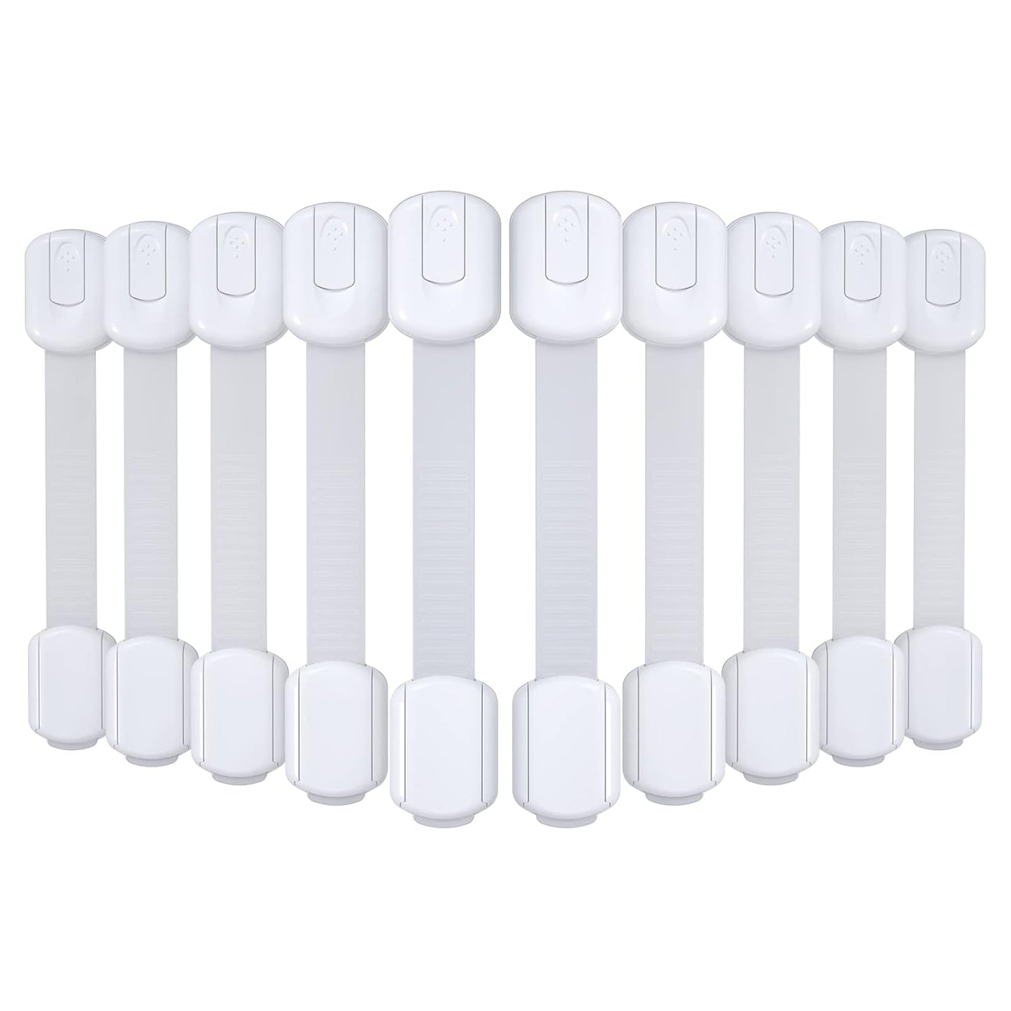 10 Pack Baby Proof Cabinet Latches, Childproof Drawer Latches with 6 Extra 3M Adhesives, Adjustable Child Safety Cabinet Strap Locks, Baby Drawer Locks for Kids and Child Safety