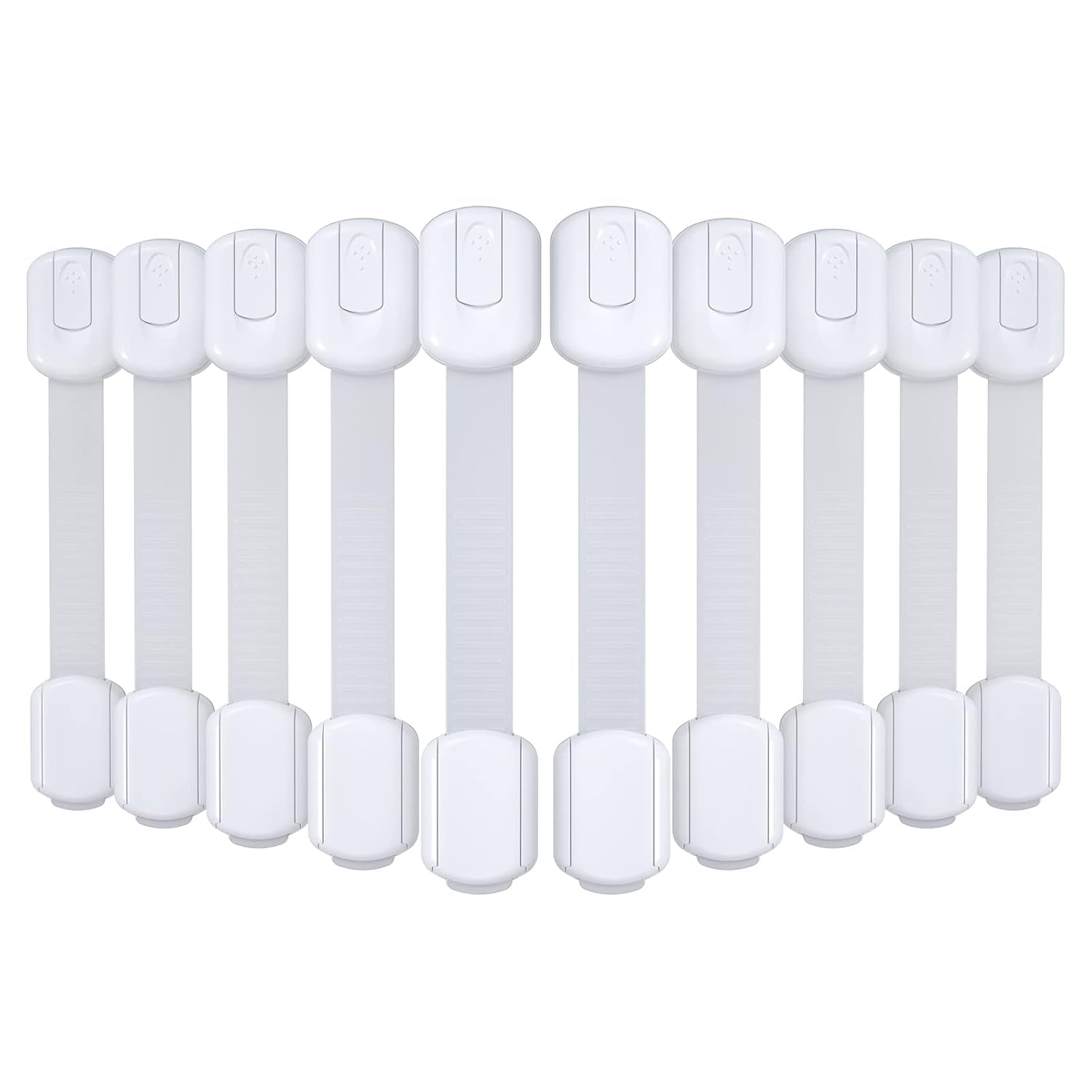 10 Pack Baby Proof Cabinet Latches, Childproof Drawer Latches with 6 Extra 3M Adhesives, Adjustable Child Safety Cabinet Strap Locks, Baby Drawer Locks for Kids and Child Safety
