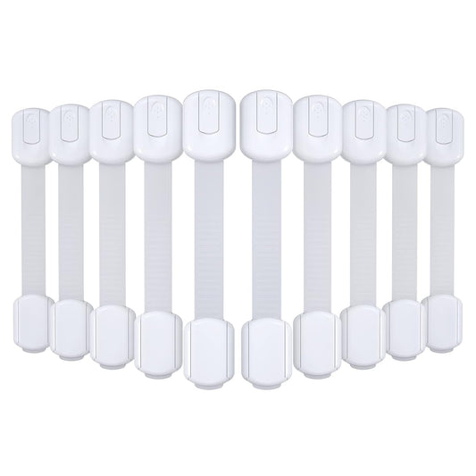 10 Pack Baby Proof Cabinet Latches, Childproof Drawer Latches with 6 Extra 3M Adhesives, Adjustable Child Safety Cabinet Strap Locks, Baby Drawer Locks for Kids and Child Safety