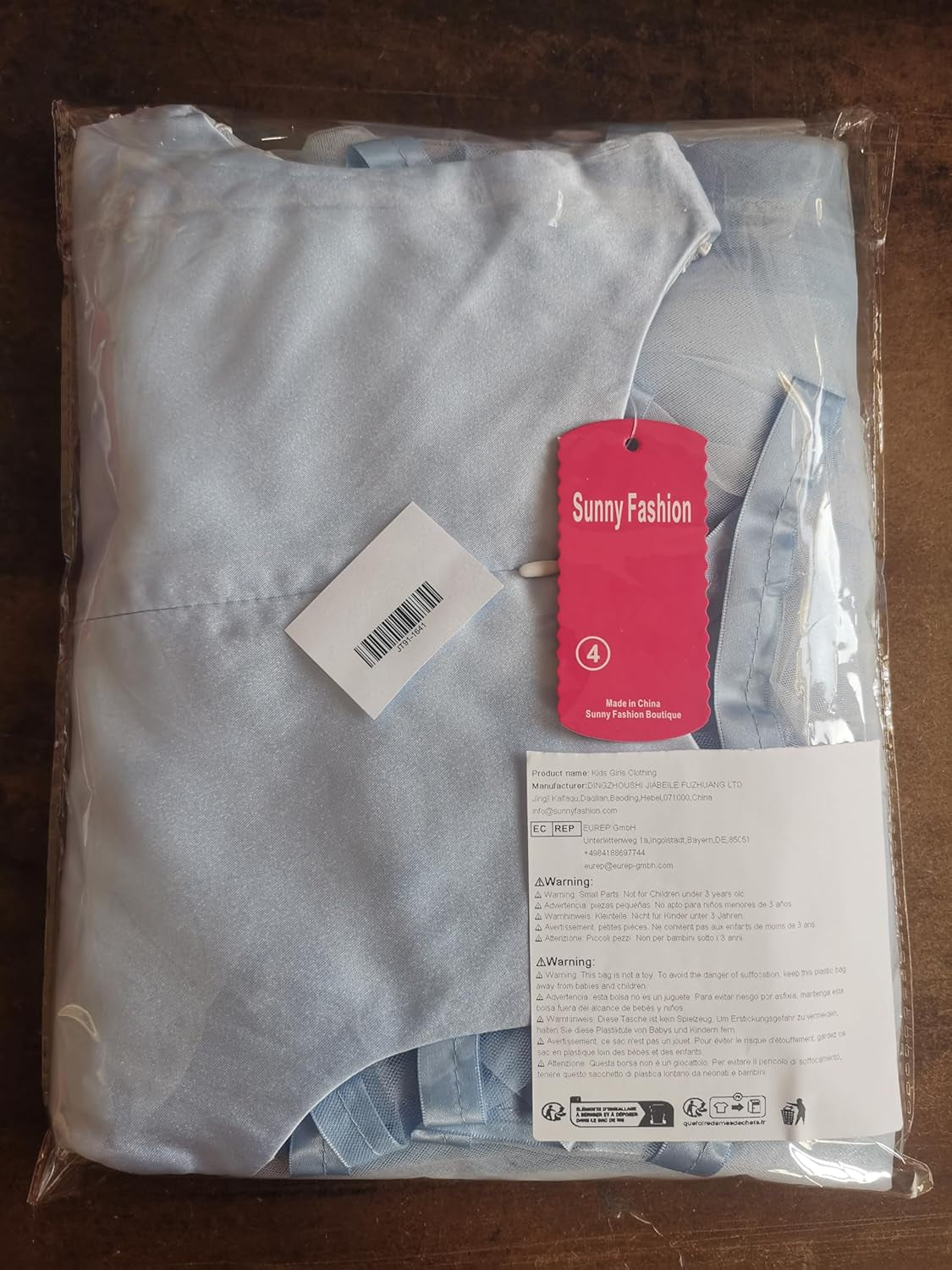 Flower Girls Dress Blue Belted Wedding Party Bridesmaid Size 4-12