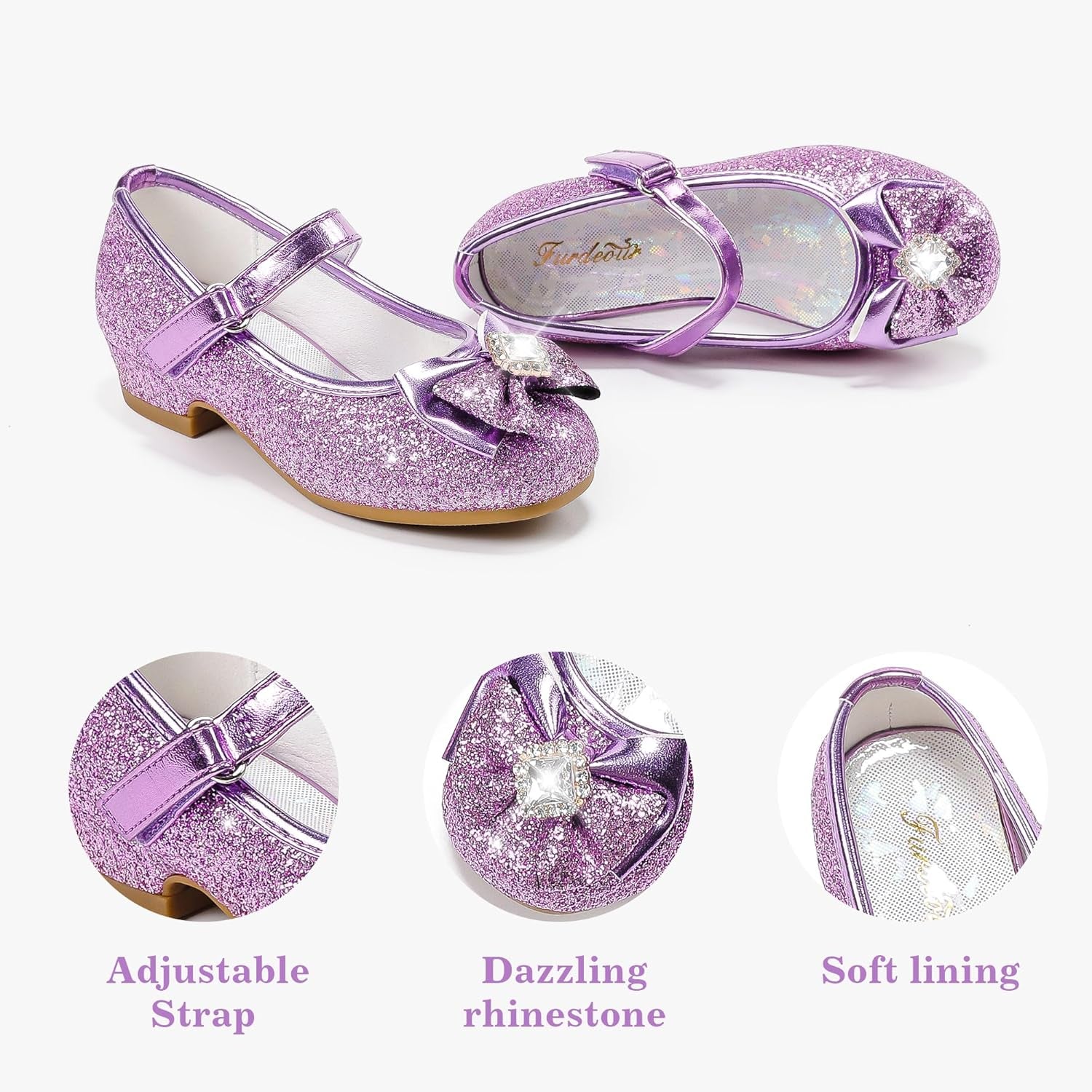 Girls Dress Shoes Mary Jane Wedding Flower Bridesmaids Heels Glitter Princess Shoes for Kids Toddler