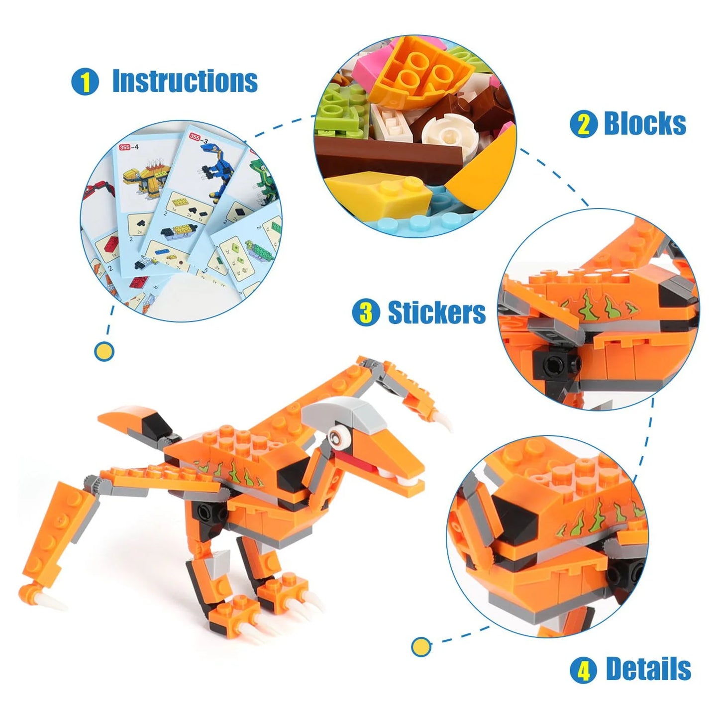 EXERCISE N PLAY Dinosaurs Building Blocks Creative DIY Toy for Ages 6-12 (539 Pieces)