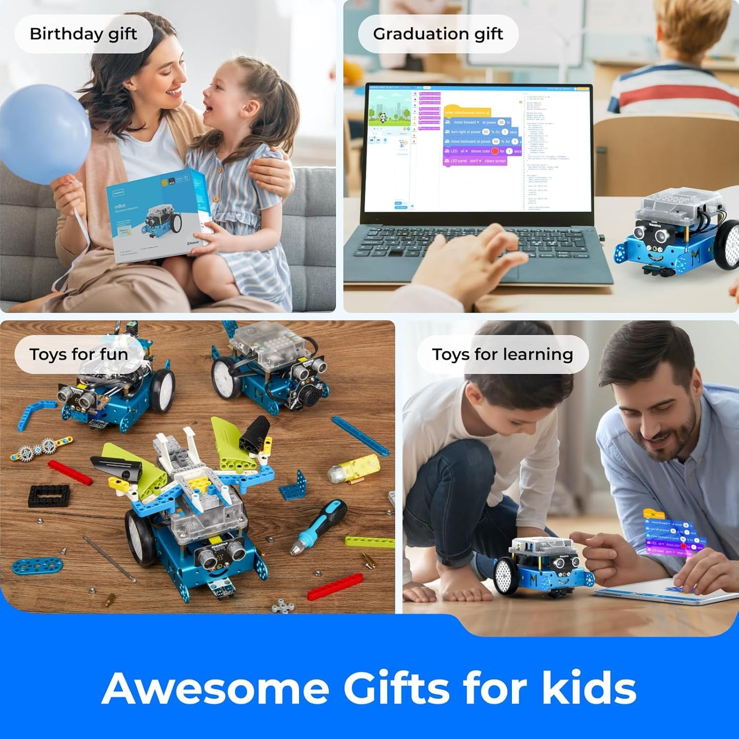 Mbot Robot Kit, Robotics for Kids Ages 8-12 Learn to Code with Scratch & Arduino, STEM Toys Science Kits for Kids Age 8-12 Boys and Girls Age 8+