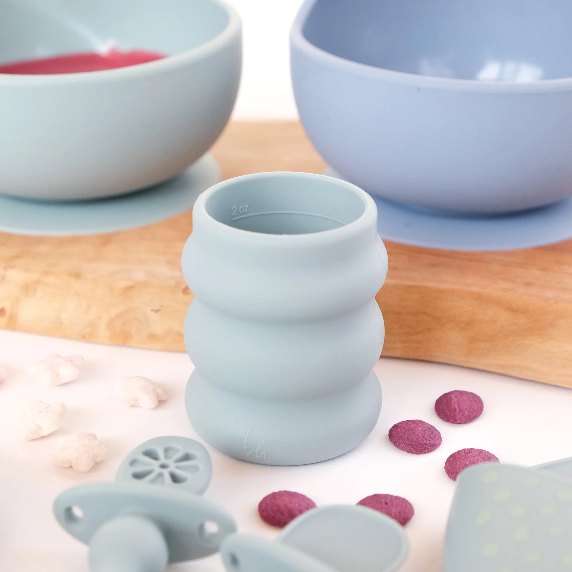 5-Piece Baby-Led Weaning Silicone Tableware, Infants and Toddlers, Sage Green