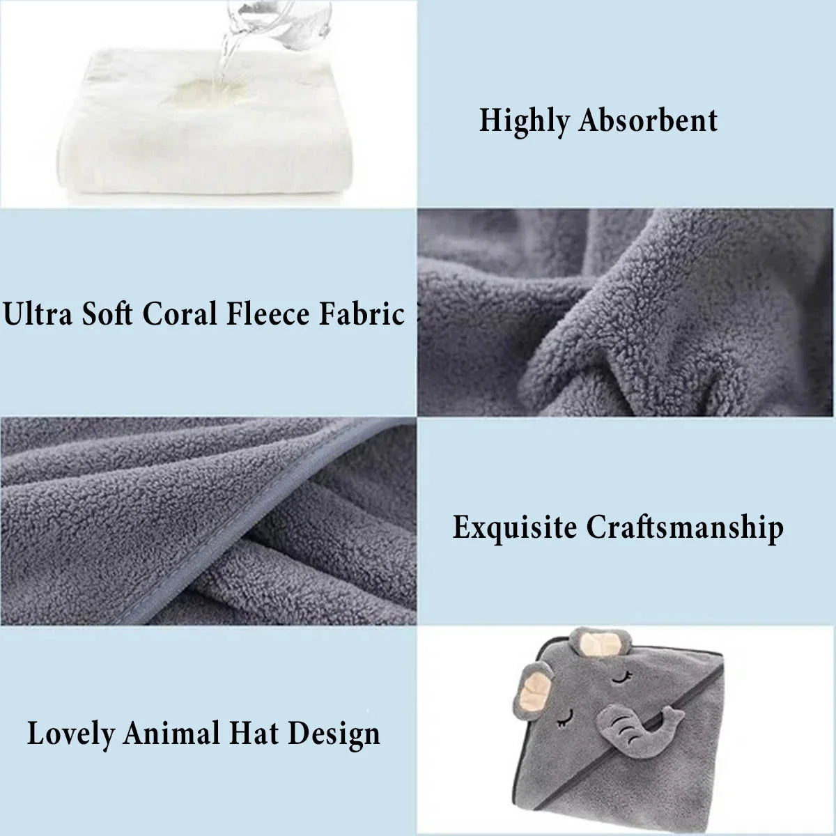 IFCOW 2Pcs Baby Hooded Towels Soft Cotton Baby Bath Towel ，31.5 X 31.5" Ultra Absorbent Towel for Newborn Toddler Infants Babie Gifts