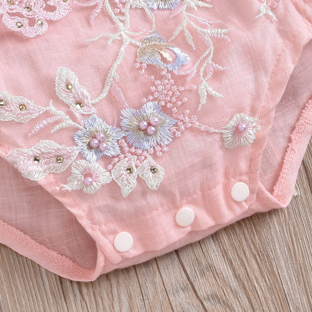 Baby Girls Lace Bodysuit Boho Clothes 1St Birthday Cake Smash Outfit Newborn Photography Outfits Summer Sunsuit 3-6 Months Pink Floral Embroidery