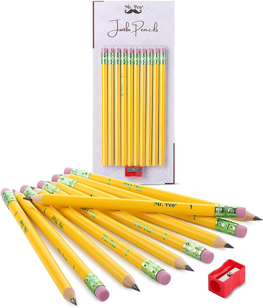 - Jumbo Pencils, 10 Pencils and 1 Sharpener, Big Pencil, Fat Pencils, Jumbo Pencils for Preschoolers