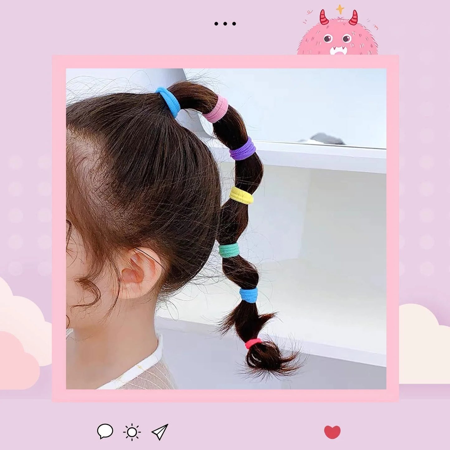 100Pcs Baby Hair Ties for Girls, Cotton Toddler Hair Ties, Small Hair Ties Seamless Hair Bands, Elastic Cute Hair Accessories, Multicolor Ponytail Holder for Infants Kids