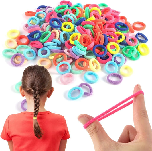 100Pcs Baby Hair Ties for Girls, Cotton Toddler Hair Ties, Small Hair Ties Seamless Hair Bands, Elastic Cute Hair Accessories, Multicolor Ponytail Holder for Infants Kids