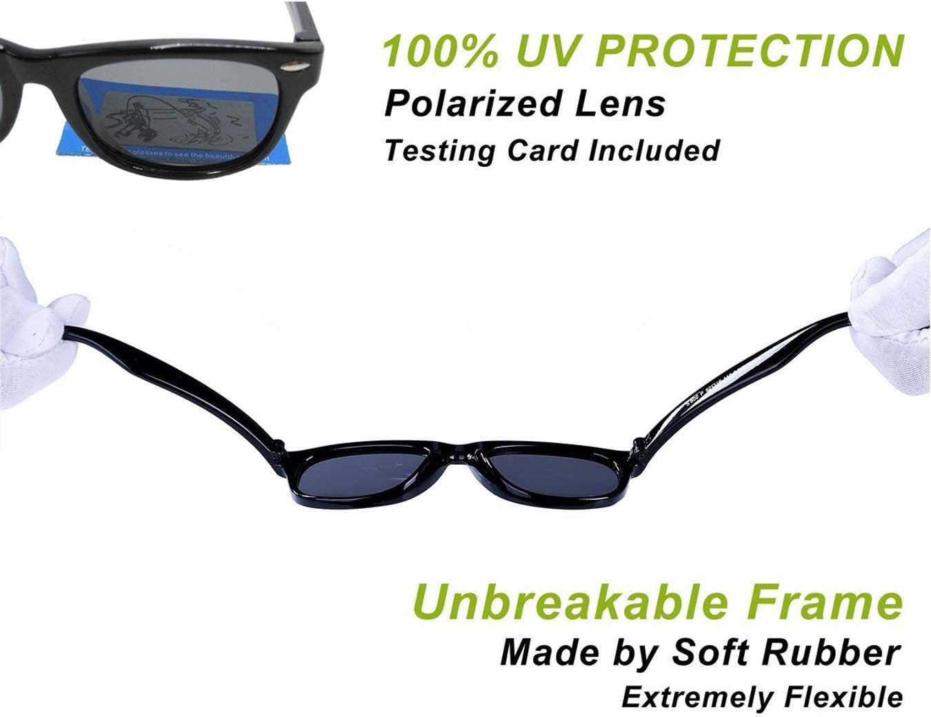 Kids Polarized Sunglasses TPEE Rubber Flexible Shades for Girls Boys Age 3-9