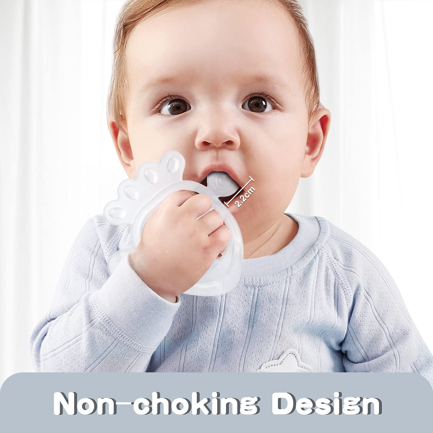 Teething Toys for Babies 0-6 Months, Soft Baby Teether for Soothe Babies Sore Gums for New Born Breast Feeding Babies, Freezer Safe Bpa-Free Hands Free Design(Crystal,1 Pack)