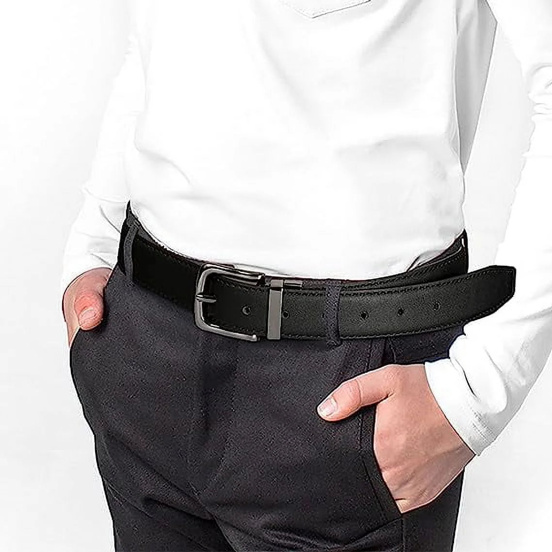 Kids Reversible Belt - Durable PU Leather Belts for Boys and Girls